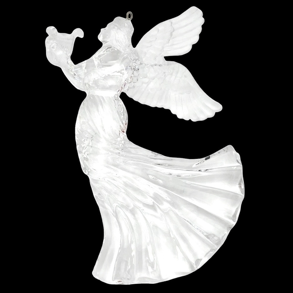 Vintage Ornament Acrylic Angel Figurine Angel Playing The Harp Xmas Ornament - Picture 2 of 4